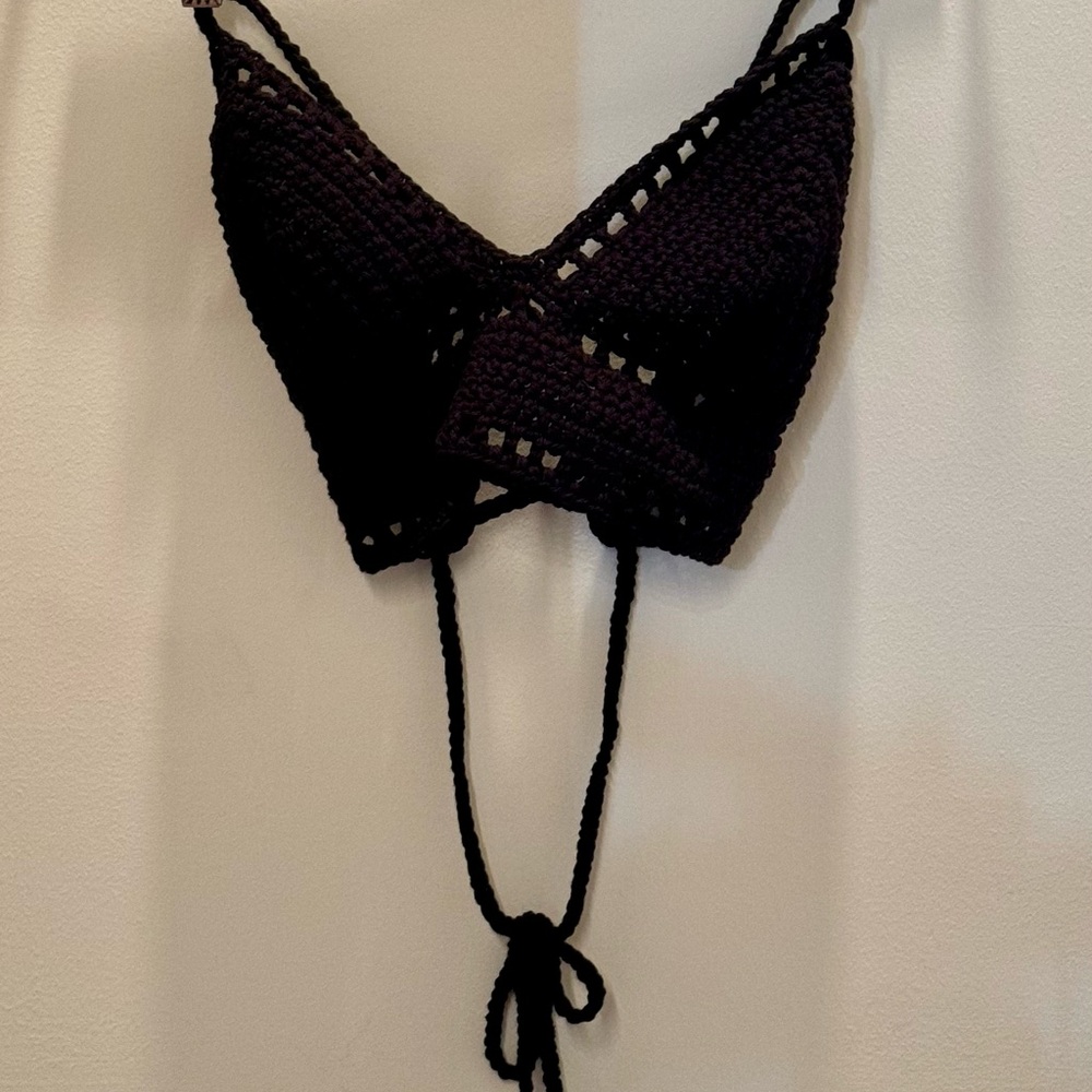 Black Crochet Crop Top
